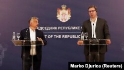Премиерот на Унгарија Виктор Орбан и претседателот на Србија Александар Вучиќ, Белград, 15.05.2020.
