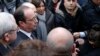 Президент Франции Франсуа Олланд на месте теракта в редакции журнала "Шарли Эбдо" 