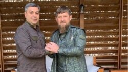 Russia -- Chechen leader Ramzan Kadyrov (R) and Armenia's National Security Service Director Artur Vanetsian pose for a photograph in Chechnya in 2019.