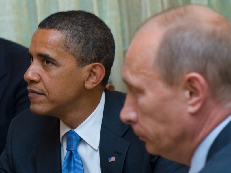 Президент США Барак Обама и премьер-министр России Владимир Путин. Москва, 7 июля 2009 года