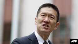 U.S. -- Hawaii Attorney General Douglas Chin speaks to media outside US Court of Appeals in Seattle, Washington, May 15, 2017