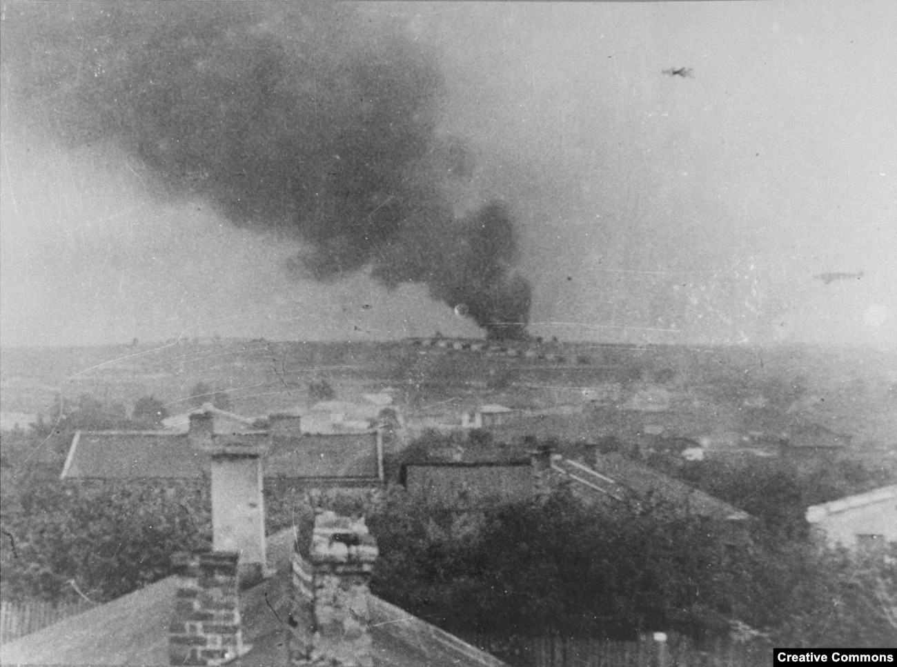Smoke rises from the Majdanek extermination camp in October 1943.