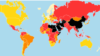 Рэйтынг свабоды прэсы «Рэпартэраў бязь межаў» 2018 году. Сьветла-жоўтыя краіны — самыя свабодныя ў пытаньнях СМІ, чырвоныя — амаль несвабодныя, чорныя — цалкам несвабодныя 