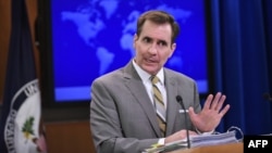 U.S. -- State Department Spokesman John Kirby speaks during the daily briefing at the State Department in Washington, January 6, 2015