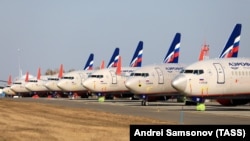 Avionë të kompanisë ajrore ruse, Aeroflot. Fotografi ilustruese. 