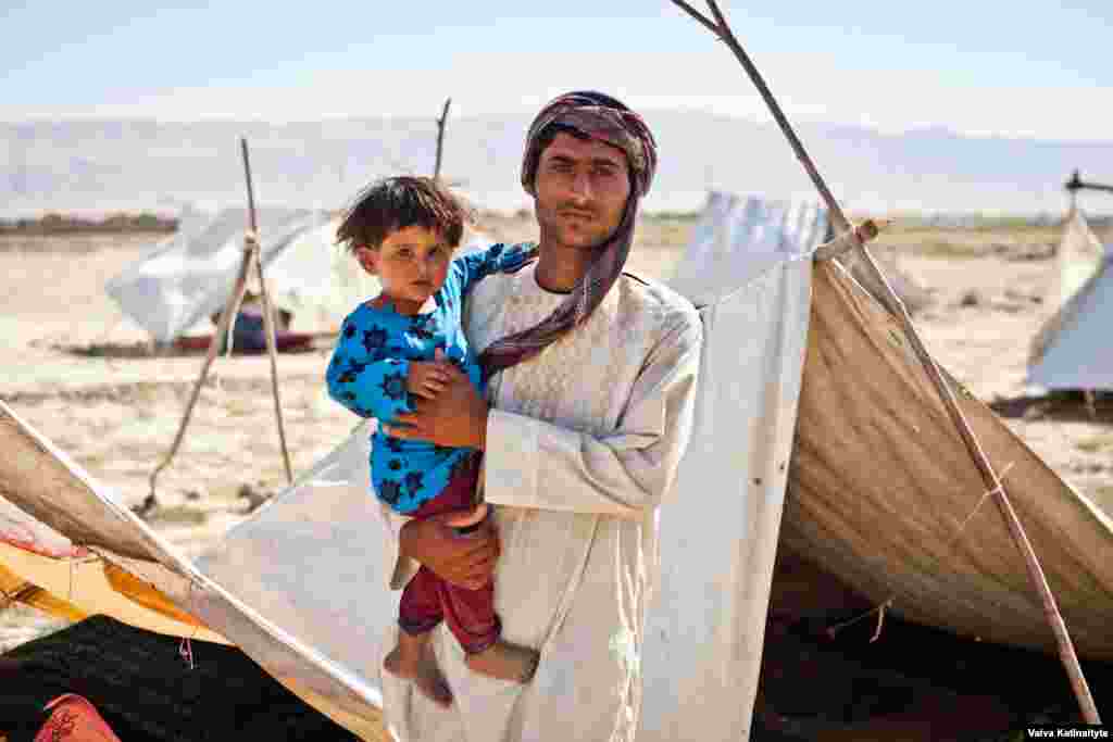 Abdul, one of the makeshift camp’s residents, fled from Faryab Province after fierce fighting between the Taliban and government forces.