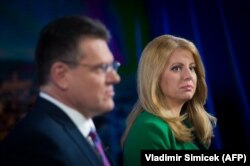 Телевізійні президентські дебати у Словаччині. Кандидати Марос Сефцович і Зузана Чапутова. Братислава, 17 березня 2019 року