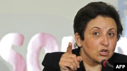 Shirin Ebadi at a conference in Gdansk, Poland, in early December