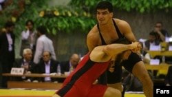 Wrestling match in Takhti cup, Tehran