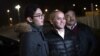 Kazakh opposition figure and oligarch Mukhtar Ablyazov, center, poses with his son Madiya and his brother-in-law after being released from the Fleury-Merogis jail, in Fleury-Merogis, near Paris, on December 9. 