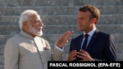 French President Emmanuel Macron and Indian Prime Minister Narendra Modi met at the Chateau of Chantilly, near Paris, on August 22.