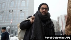Russian theater and film director Kirill Serebrennikov arrives at a court for hearings in Moscow on December 3.