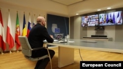 Претседаѕелот на Европскиот совет Шарл Мишел на видео самит