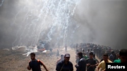 Во время столкновений в Газе, 14 мая 2018 года.
