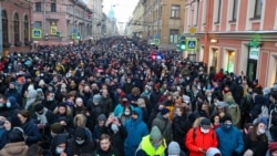 Акция протеста в поддержку Алексея Навального. Санкт-Петербург, 31 января 2021 года