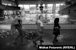 Swimmers taking a break