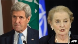 Bivši američki državni sekretari John Kerry i Madeleine Albright 