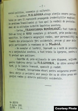 Filă din Dosarul N.S. Govora al Securității (sursă: CNSAS)