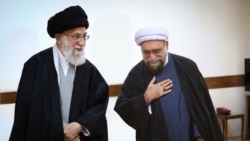 Iran -- Iran's Supreme Leader Ali Khamenei (L) and Ahmad Marvi, his new appointee as the custodian of Astan Quds Razavi.
