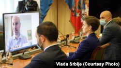 Vladimir Bilčik, izvestilac Evropskog parlamenta za Srbiju, tokom online razgovora sa premijerkom Srbije Anom Brnabić. 22. maj 2020.