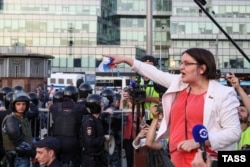 იულია გალიამინა მიტინგზე. მოსკოვი, 2019 წ.