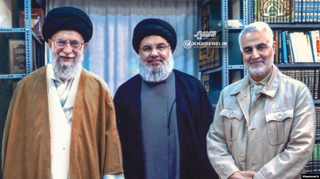 Supreme Leader Ali Khamenei's website released this "never seen before" photo Sept. 25 showing him with Hezbollah leader Hassan Nasrallah. Undated.