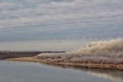 The Ural River on the border with Russia in the West Kazakhstan region in November 2014