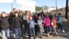 Armenia - Schoolchildren hold a demonstration in Aghkhtsk village, 7Nov2016. 