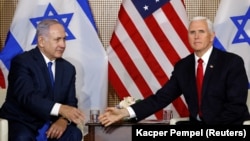 Mike Pence și Benjamin Netanyahu la Varșovia