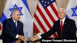 POLAND -- U.S. Vice President Mike Pence and Israeli Prime Minister Benjamin Netanyahu meet in Warsaw, February 14, 2019