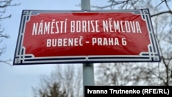 The square in Prague where the Russian Embassy is located was renamed two months ago in honor of slain Russian opposition leader Boris Nemtsov.