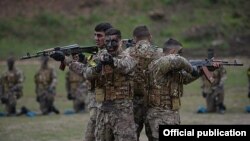Nagorno-Karabakh - Karabakh Armenian special forces train as part of larges-scale military exercises, 13Nov2014.