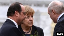 Франсуа Алянд, Ангела Мэркель, Аляксандар Лукашэнка. Менск, 11.02.2015