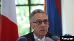 Armenia -- French Ambassador to Armenia Henri Reynaud at a press conference in Yerevan, 22 October 2014