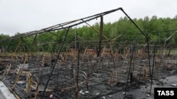 Сгоревший палаточный лагерь в Хабаровском крае