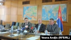 Nebojša Arsić, predsednik opštine Medveđa, Zoran Stanković, predsednik Koordinacionog tela Vlade Srbije za opštine Preševo, Bujanovac i Medveđu te Šaip Kamberi, predsednik Opštine Bujanovac, Beograd