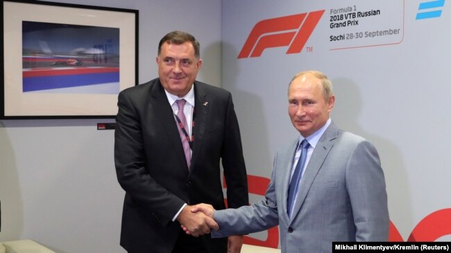 Milorad Dodik, tada predsjednik RS, i Vladimir Putin, predsjednik Rusije, prilikom susreta u ruskom gradu Sočiju 30. septembra 2018.