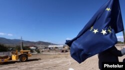 Armenia - The site of a new Armenian-Georgian border checkpoint constructed with the EU's financial assistance, Bagratashen, 27Sep2013.