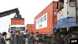 Satellite imagery has shown an "unprecedented" number of freight cars at a railway station in the North Korean border city of Rason, a think tank say. (file photo)
