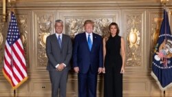 Hashim Thaci with U.S. President Donald Trump (center) and his wife Melania Trump in New York in 2019.