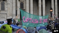 U.K. -- Protestors camp outside St Paul's Cathedral in London's financial district, 17Oct2011