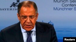 Germany -- Russian Foreign Minister Sergei Lavrov addresses during the 51st Munich Security Conference in Munich, February 7, 2015