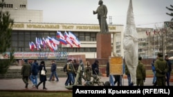 Один з пам’ятників Леніну в окупованому Сімферополі. 23 лютого 2018 року