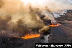 10 квітня, 2020 року. Пожежа в Чорнобильській зоні. Влада заявляла про штучне походження принаймні частини цих пожеж, внаслідок свідомих підпалів чи диверсій.