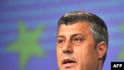 Kosovar Prime Minister Hashim Thaci at the Brussels donor conference