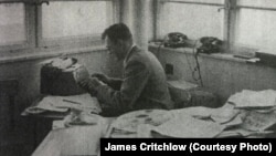James Critchlow, circa 1955, at work at Radio Liberation in Munich.