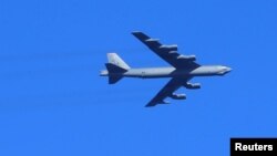 Washington said the B-52 bomber flew over the Persian Gulf as part of an effort to "to deter potential aggression." (file photo)