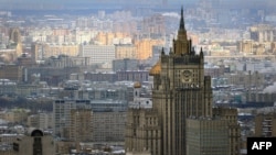 Russia -- The headquarters of Russian Foreign Ministry rising in central Moscow, April 5, 2012