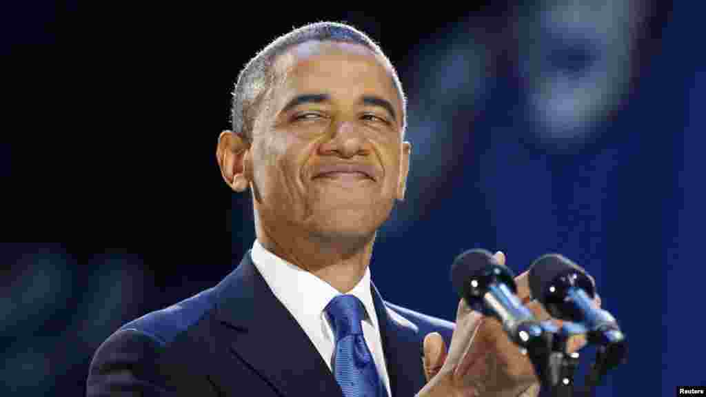 Obama seçkidə qələbəni bayram edir