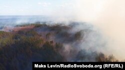 Пожежі у Житомирській області, 18 квітня 2020 року. На фото: Пожежа в лісовому масиві поблизу пропускного прикордонного пункту Виступовичі